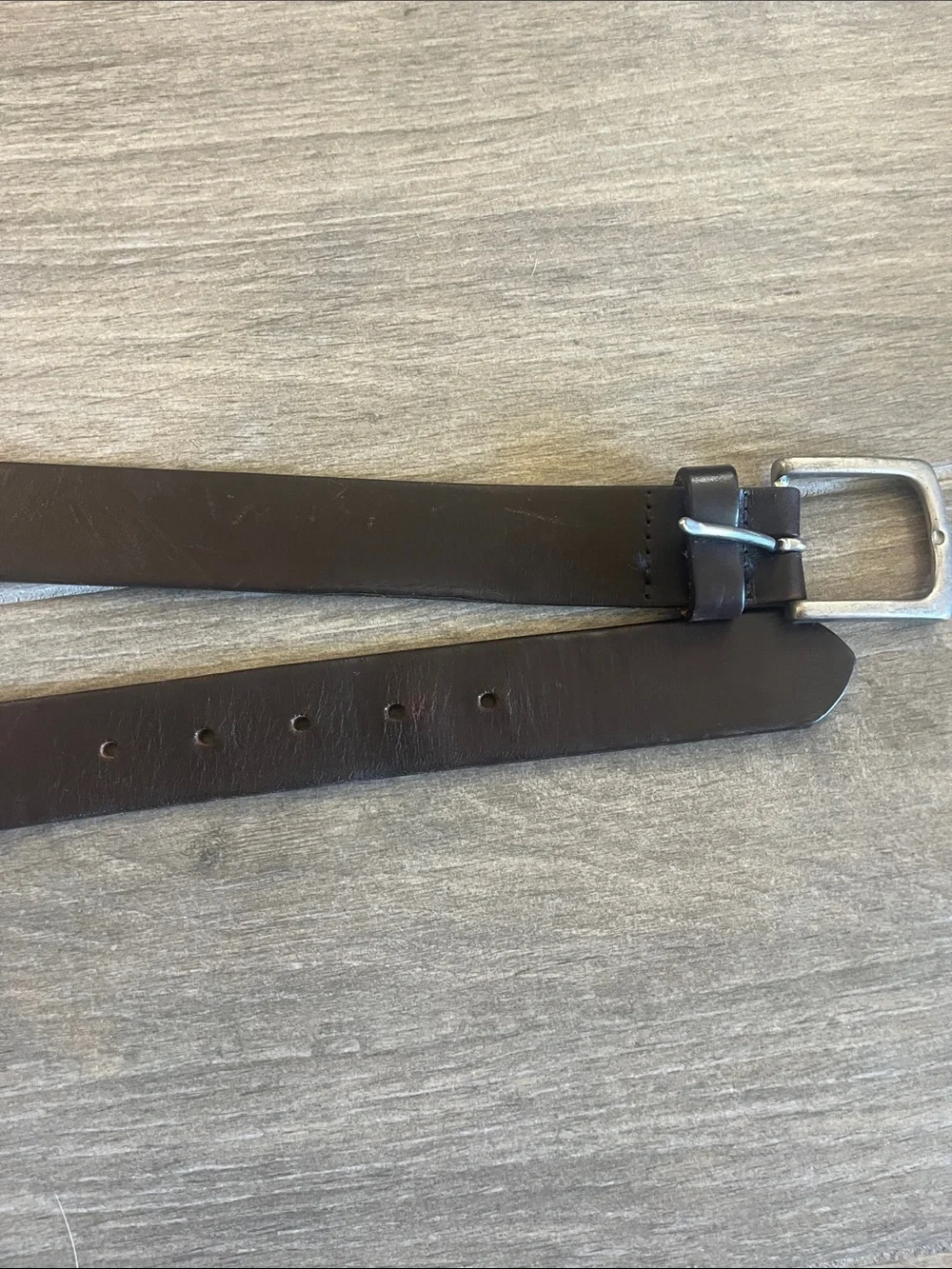 GAP Men's Brown Leather Belt with Silver Buckle